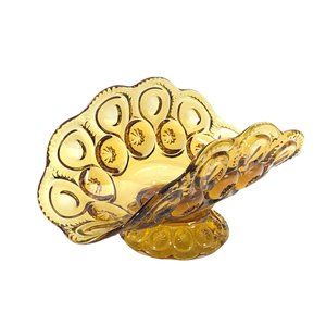 Vintage L E Smith Moon & Stars Amber Glass Banana Boat Fruit Bowl Holder 9 in L
